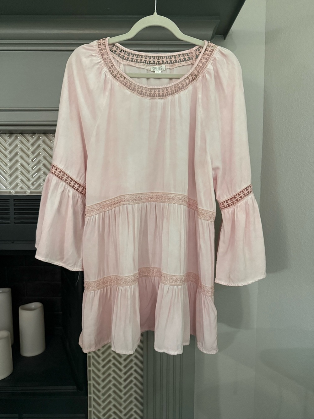Spense Light Pink Boho Peasant Tunic